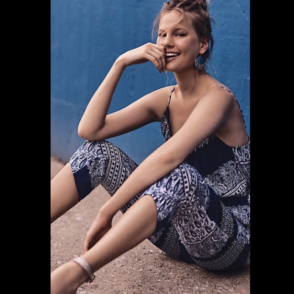 Anthropologie Chiffon Strappy Back Jumpsuit M - Picture 2 of 7